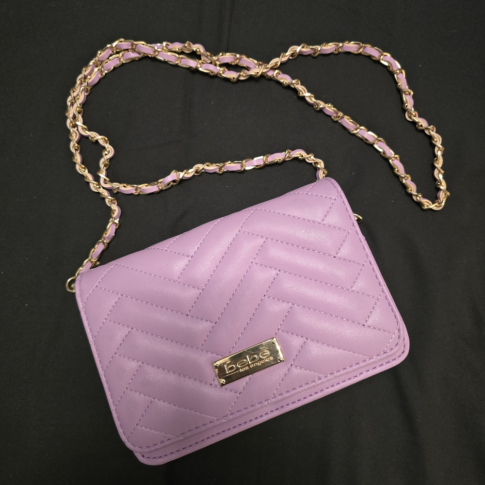 Bebe Purple Quilted Crossbody Bag